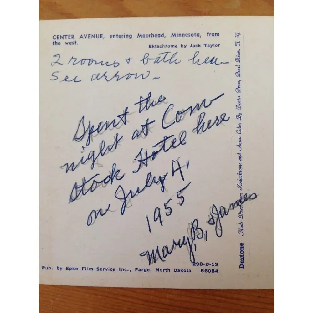 1955 Vintage Ektachrome Dexter Dextone Center Ave Moorhead MN Unposted Postcard